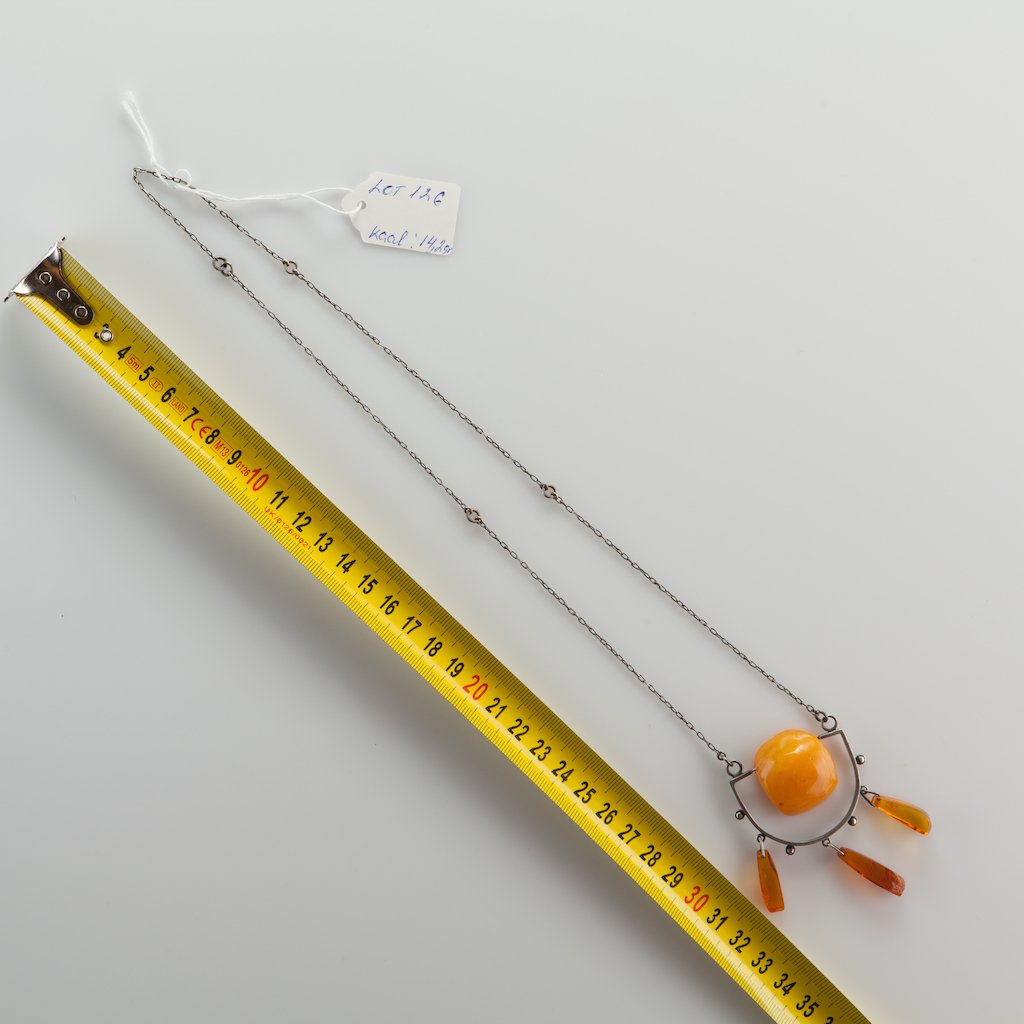 Natural Baltic Amber necklace on silver chain. — image 2