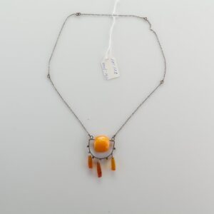 Natural Baltic Amber necklace on silver chain. — image 3