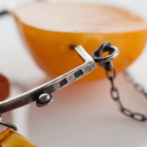 Natural Baltic Amber necklace on silver chain. — image 4