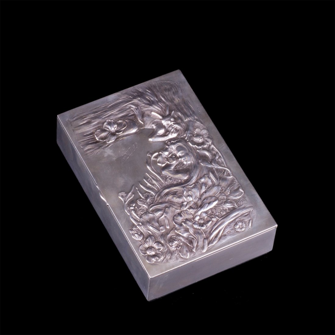 Russian Art nouveau silver-gilt cigar box "Mermaid" — image 1