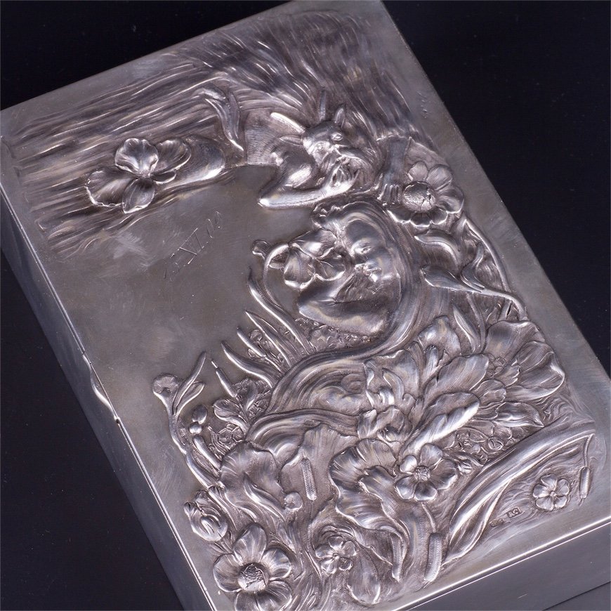 Russian Art nouveau silver-gilt cigar box "Mermaid" — image 2