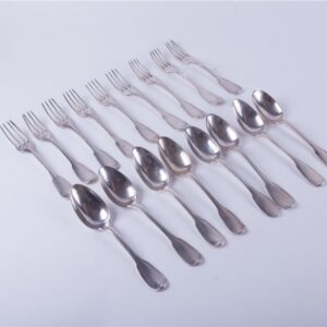Set of French solid silver spoons and forks. — image 1