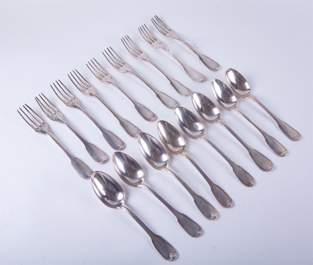 Set of French solid silver spoons and forks. — image 2
