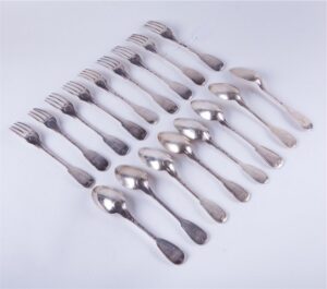 Set of French solid silver spoons and forks. — image 3