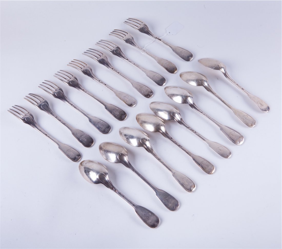 Set of French solid silver spoons and forks. — image 3