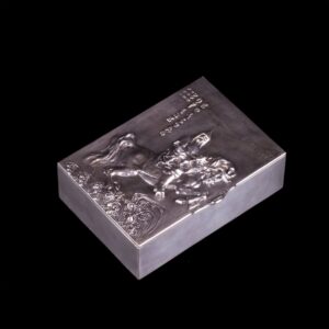 Russian style silver-gilt cigar box with Bogatyr theme — image 1