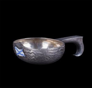Russian silver kovsh with sea waves imitation — image 1