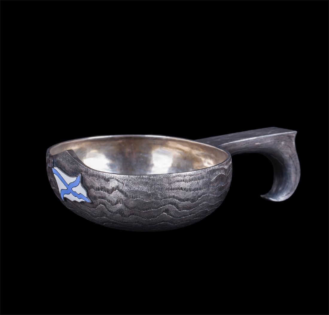 Russian silver kovsh with sea waves imitation — image 1