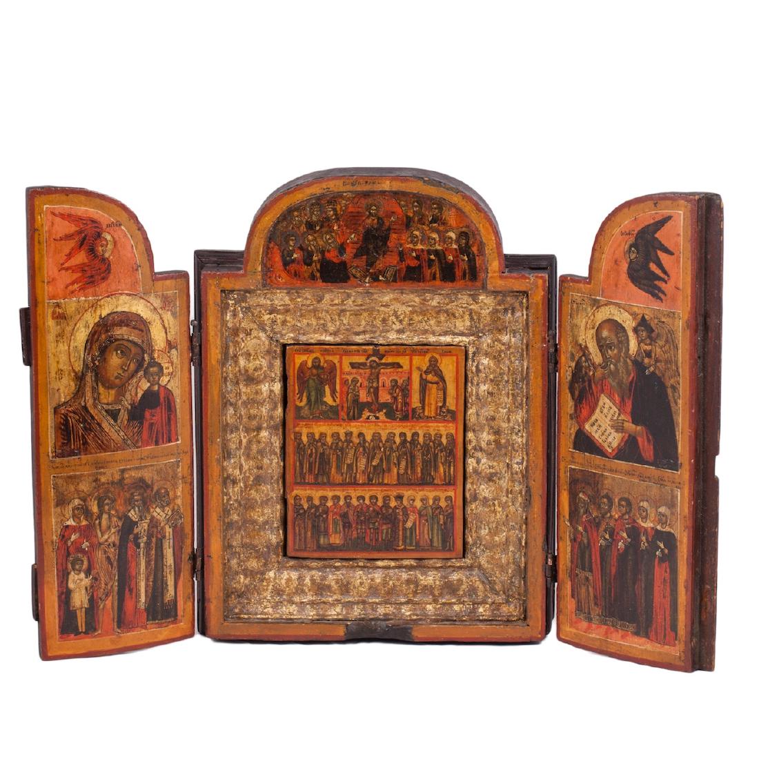 Russian wood triptych depicting of saints — image 2