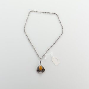 Natural Old Baltic Amber pendant in silver. — image 1