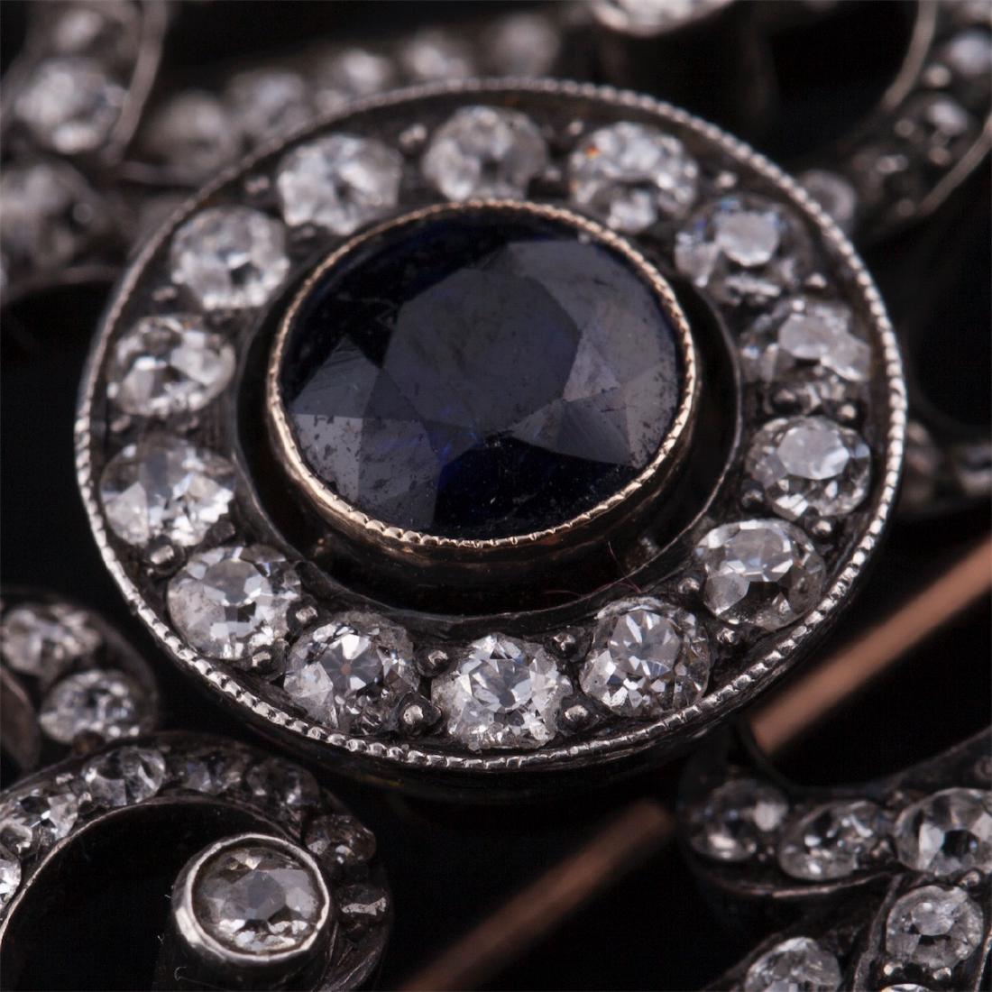 Russian diamond and sapphires brooch — image 2