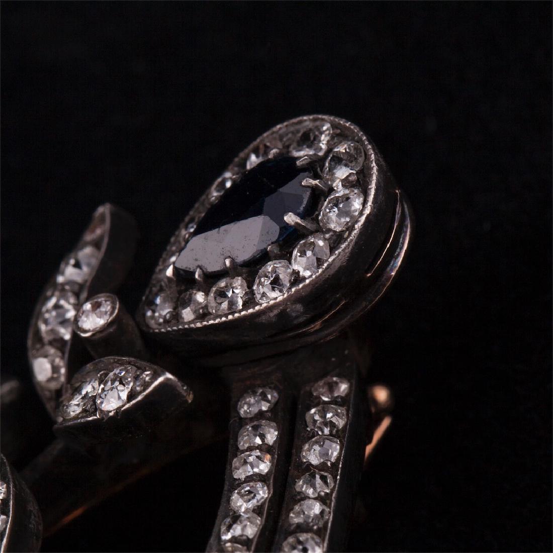 Russian diamond and sapphires brooch — image 4