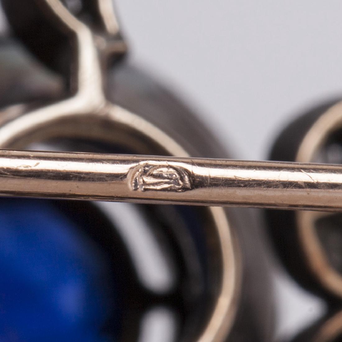Russian diamond and sapphires brooch — image 5