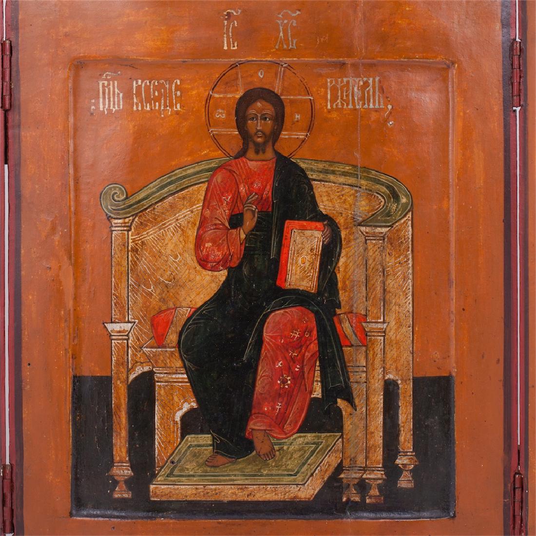 Russian tempera painting triptych with Deesis — image 2