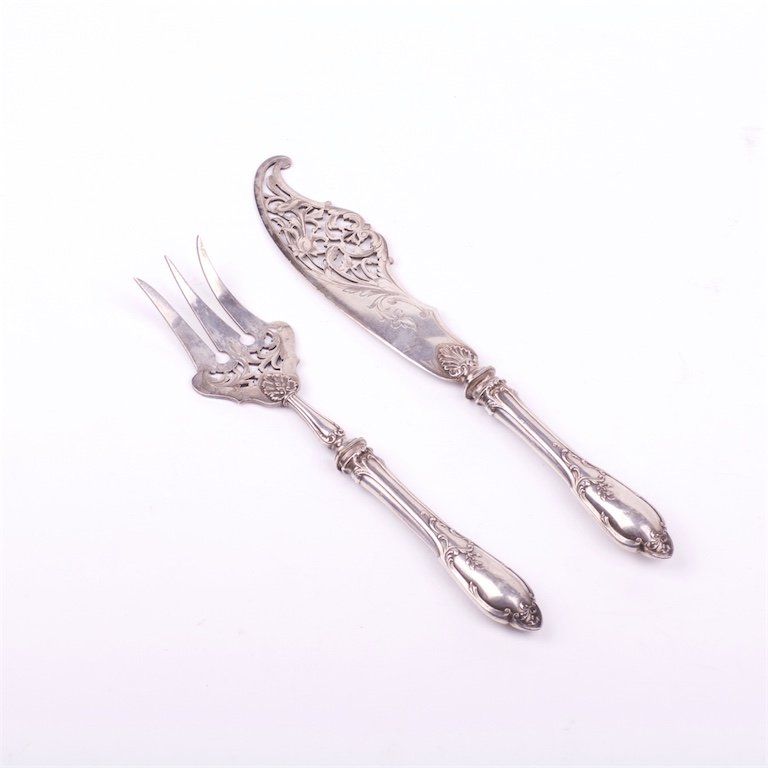French silver dessert set of 2 pieces. — image 1