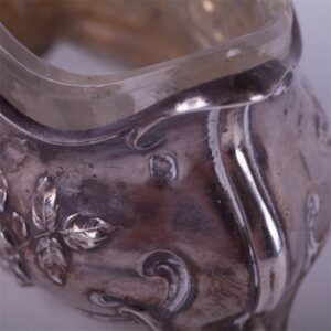 French solid silver salt cellars in box with glass and — image 4