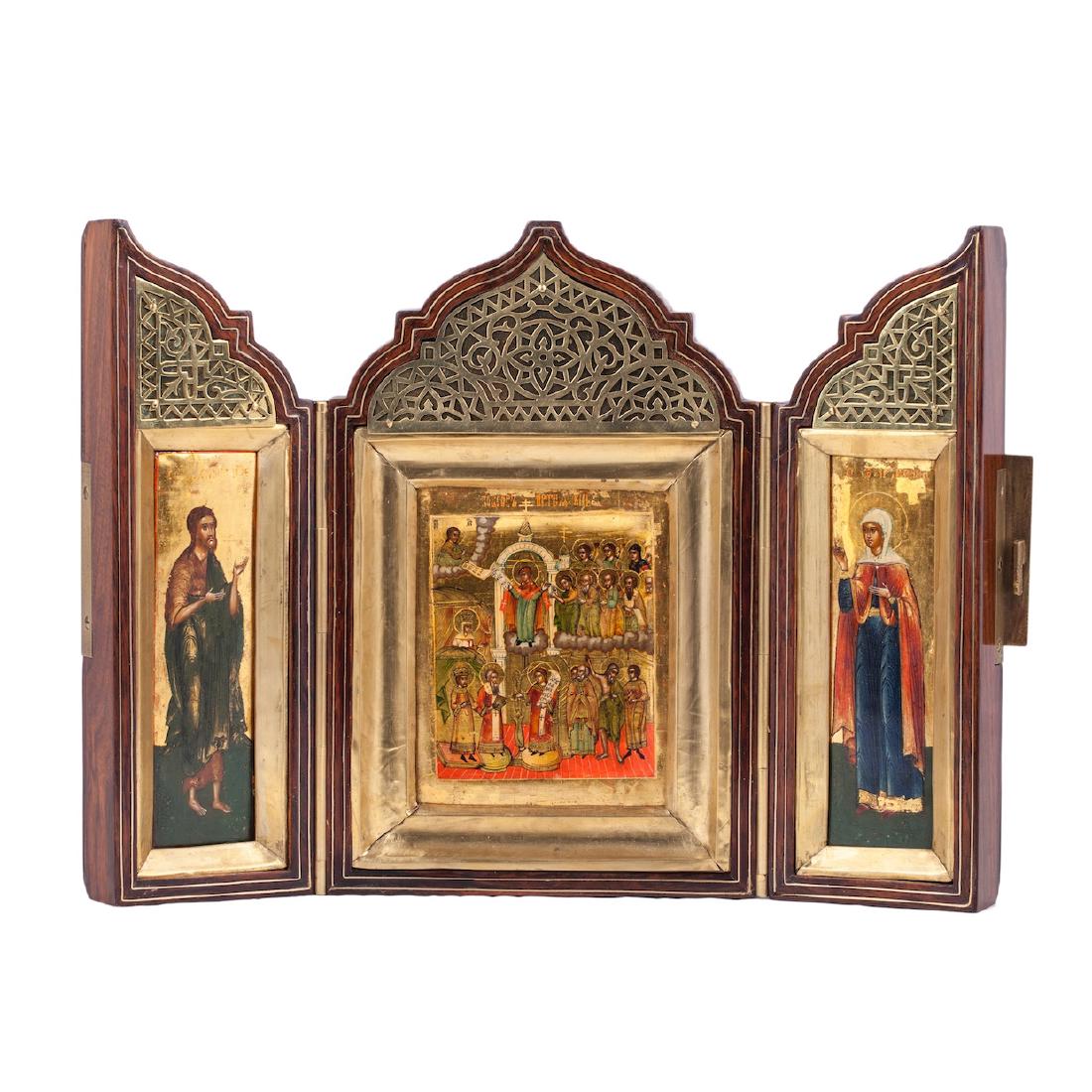 Russian 19th century icon with saints — image 1