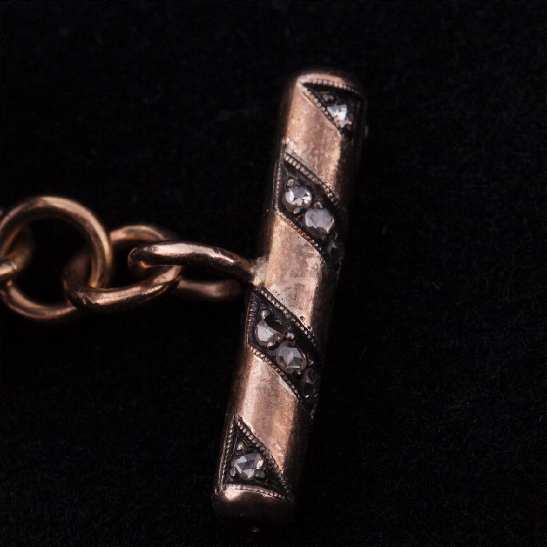 Russian cufflinks. Gold, diamonds, agates — image 2