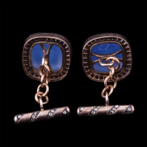 Russian cufflinks. Gold, diamonds, agates — image 4