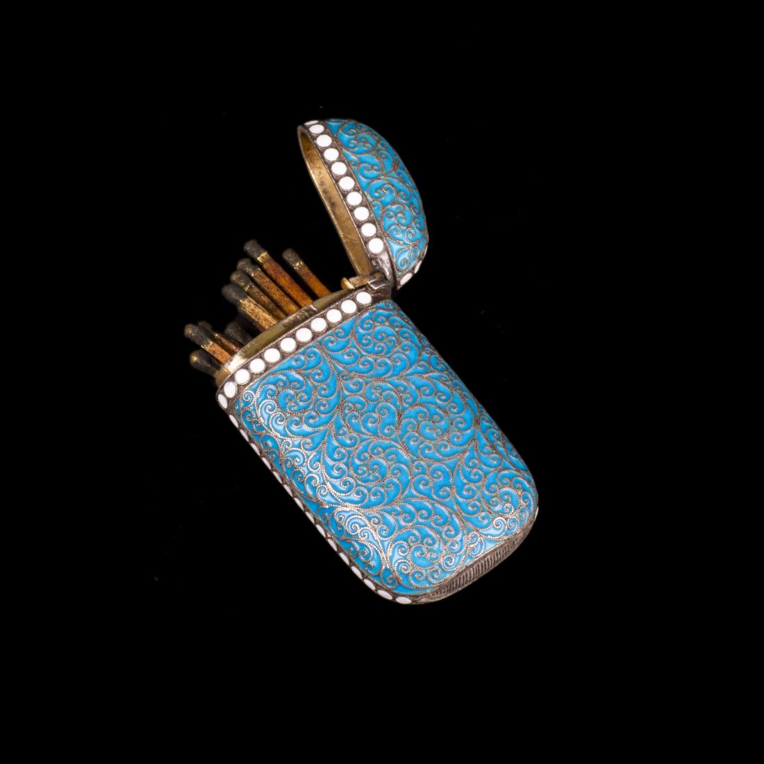 Russian silver and cloisonne enamel matchbox. — image 1