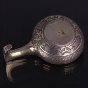 Russian silver and engraved kovsh with a proverb — image 6
