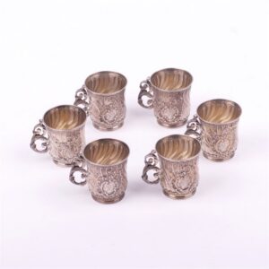 French silver set of 6 shot glass. — image 1