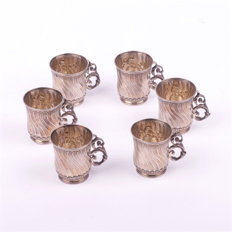 French silver set of 6 shot glass. — image 3