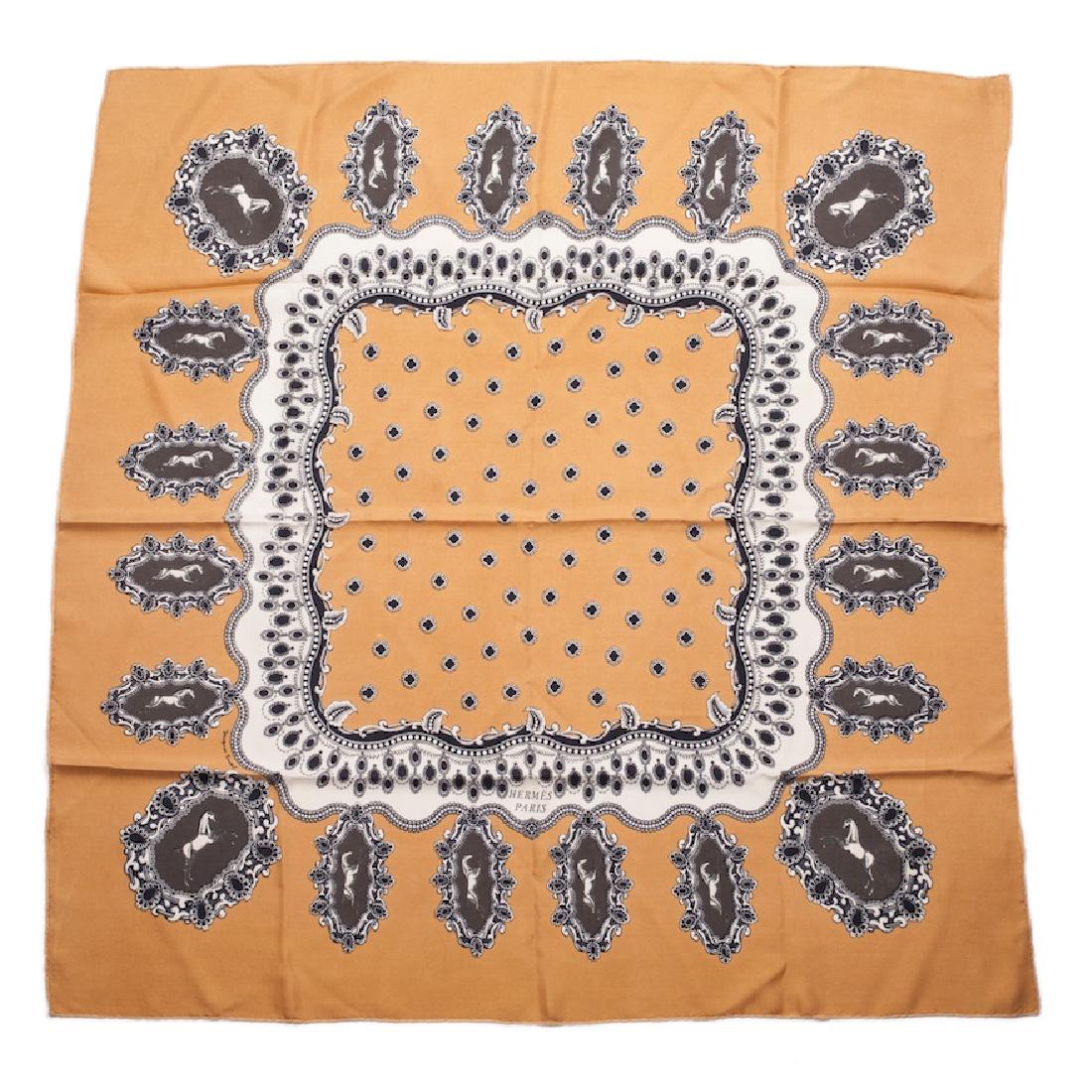 Rare Hermes "Chevaux en Cameos" silk scarf. 1963 — image 1