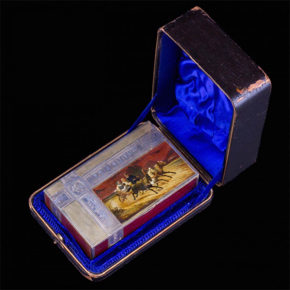 Unusual Russian silver-gilt and lacquer enamel cigar — image 1