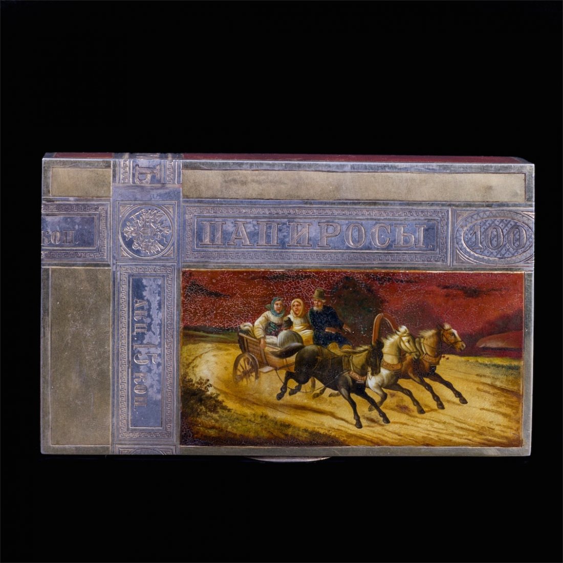 Unusual Russian silver-gilt and lacquer enamel cigar — image 3