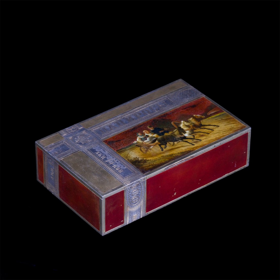 Unusual Russian silver-gilt and lacquer enamel cigar — image 4