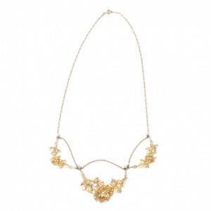 18K gold pendant with floral motifs and pearls — image 1