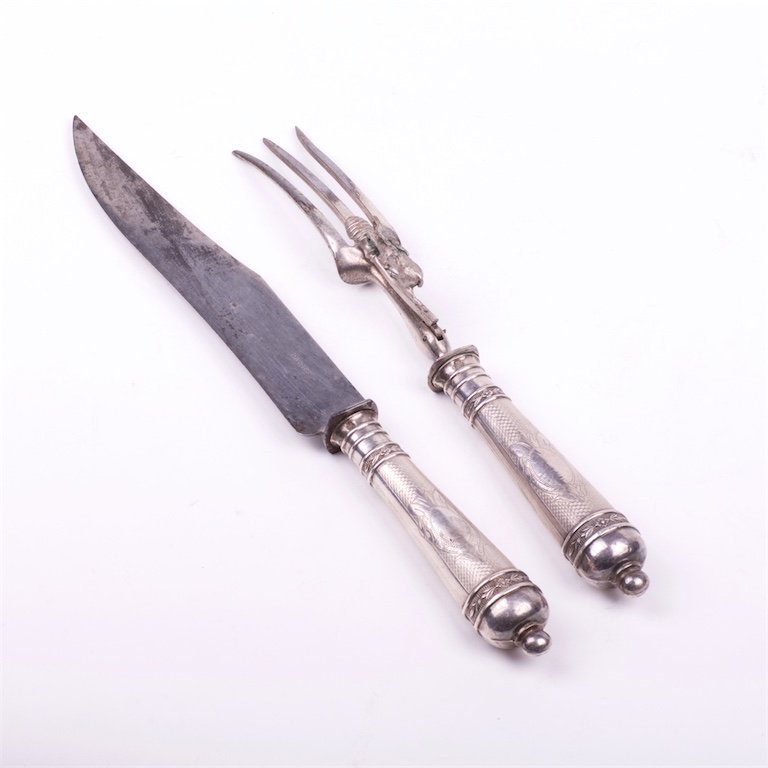 French silver of 2 pieces for meat. — image 1