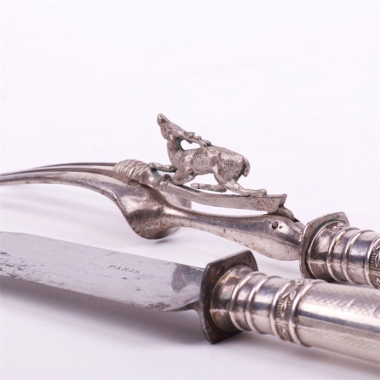 French silver of 2 pieces for meat. — image 2