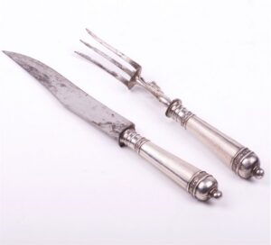 French silver of 2 pieces for meat. — image 5