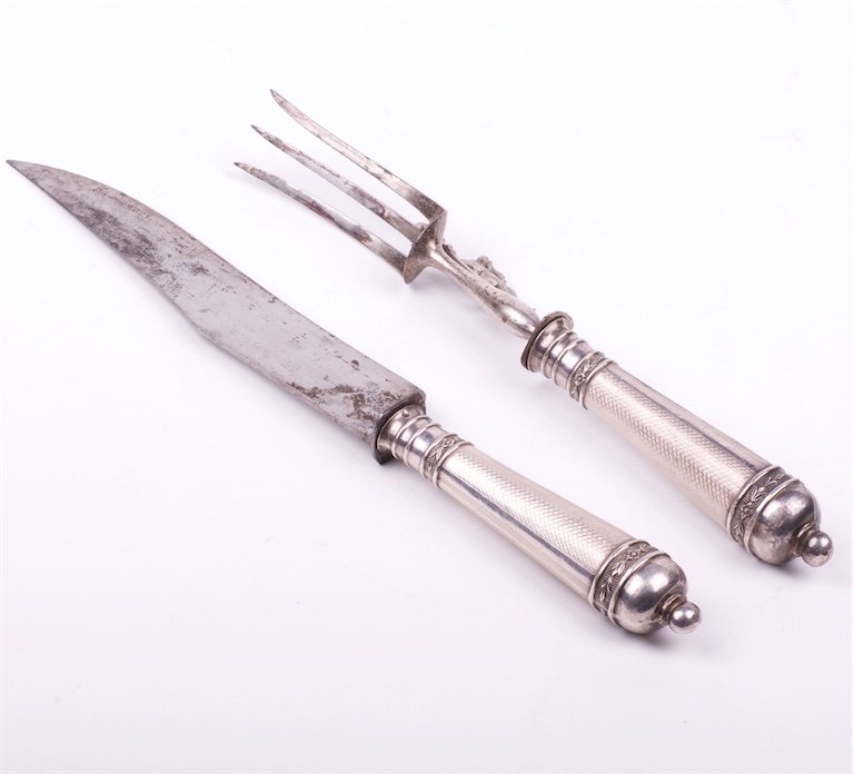 French silver of 2 pieces for meat. — image 5