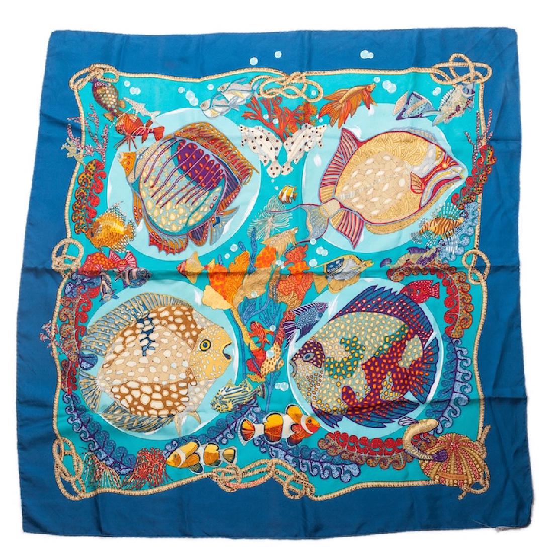 Hermes "Grands fonds" silk scarf, Author Annie Faivre. — image 1