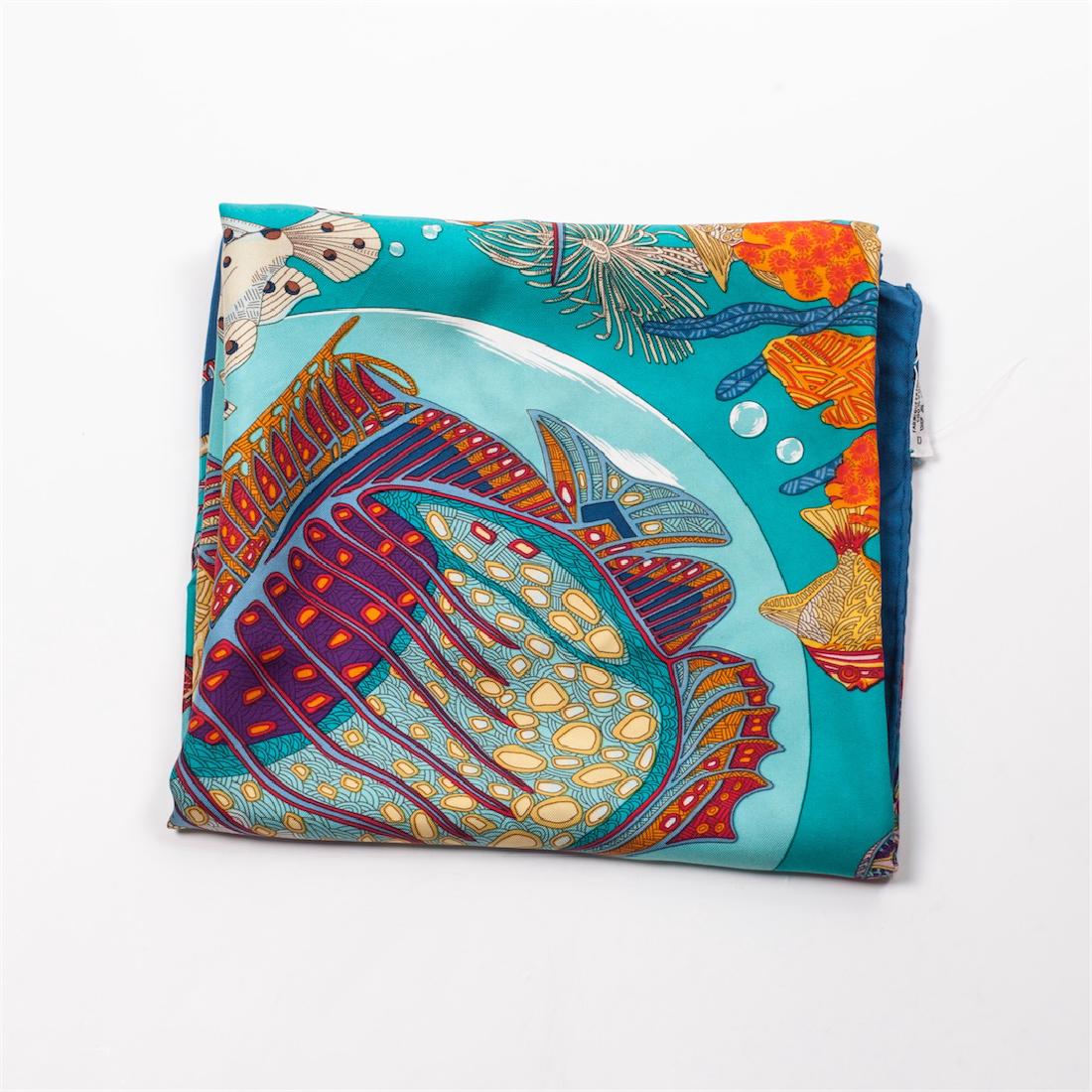 Hermes "Grands fonds" silk scarf, Author Annie Faivre. — image 2