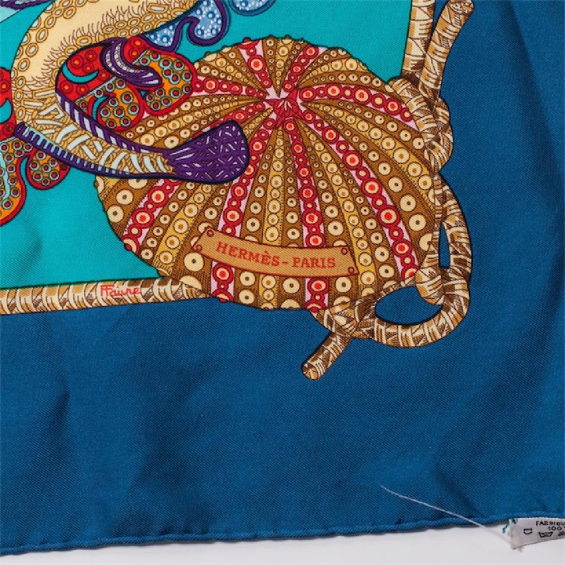 Hermes "Grands fonds" silk scarf, Author Annie Faivre. — image 3