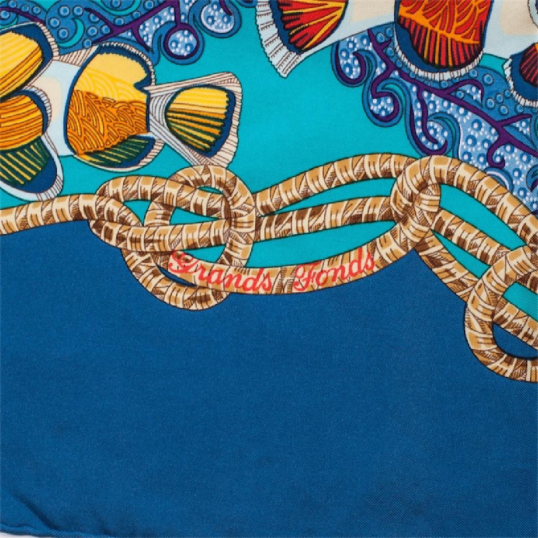 Hermes "Grands fonds" silk scarf, Author Annie Faivre. — image 4