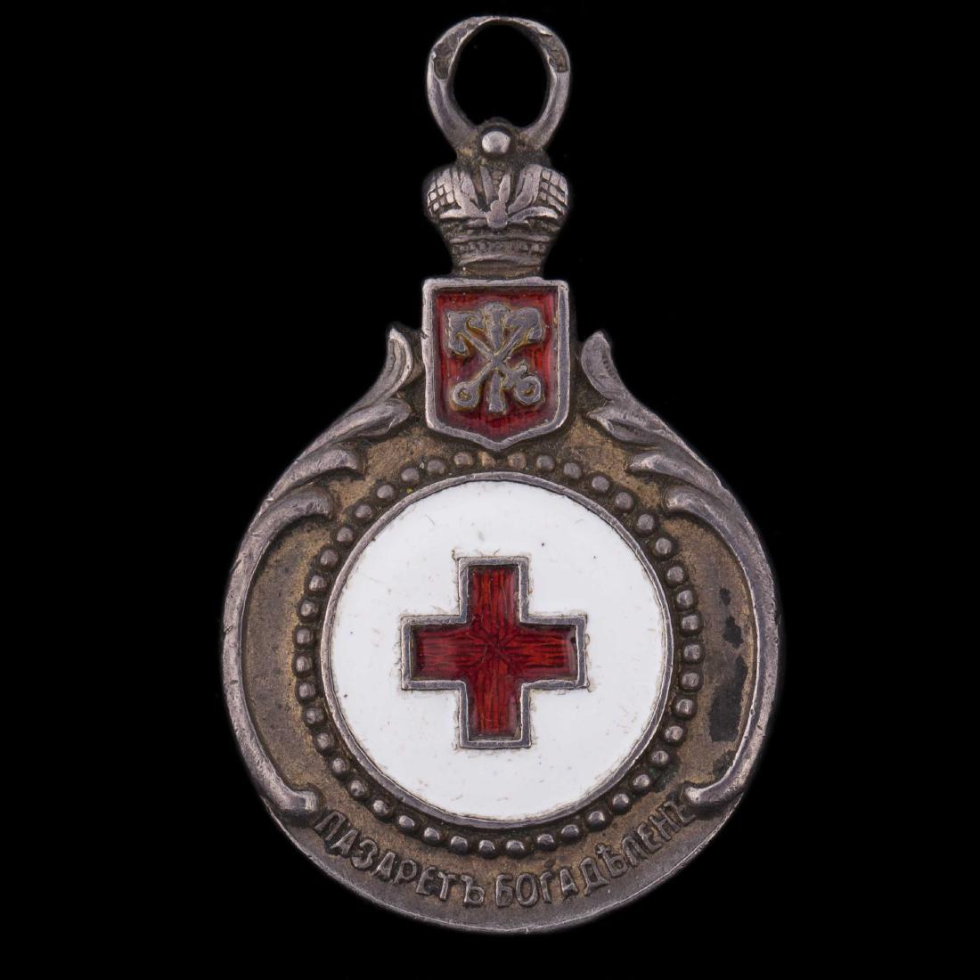 Russian silver and enamel Red cross badge — image 3