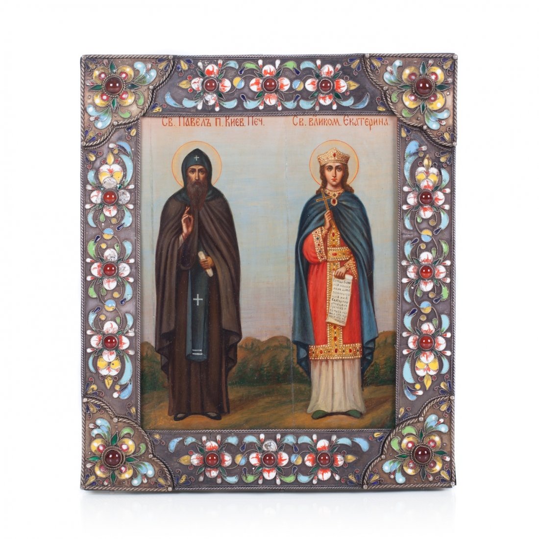 russian icon of Saint Pavel Kievo-Pecherski and Saint — image 1