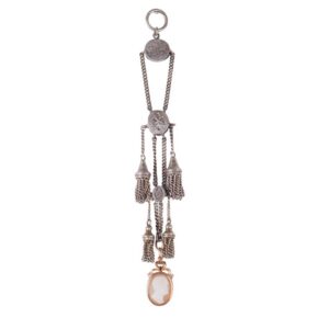 Russian silver and gold pocket watch chain — image 1