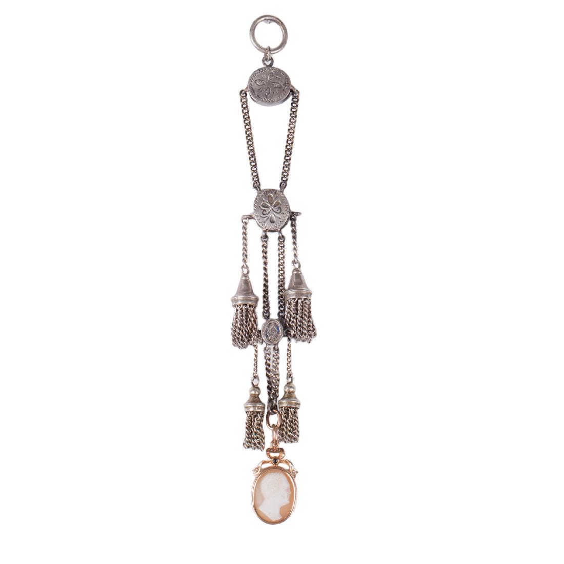Russian silver and gold pocket watch chain — image 1
