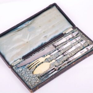 Silver set of 4 pieces for meat and salat. — image 1