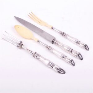 Silver set of 4 pieces for meat and salat. — image 4
