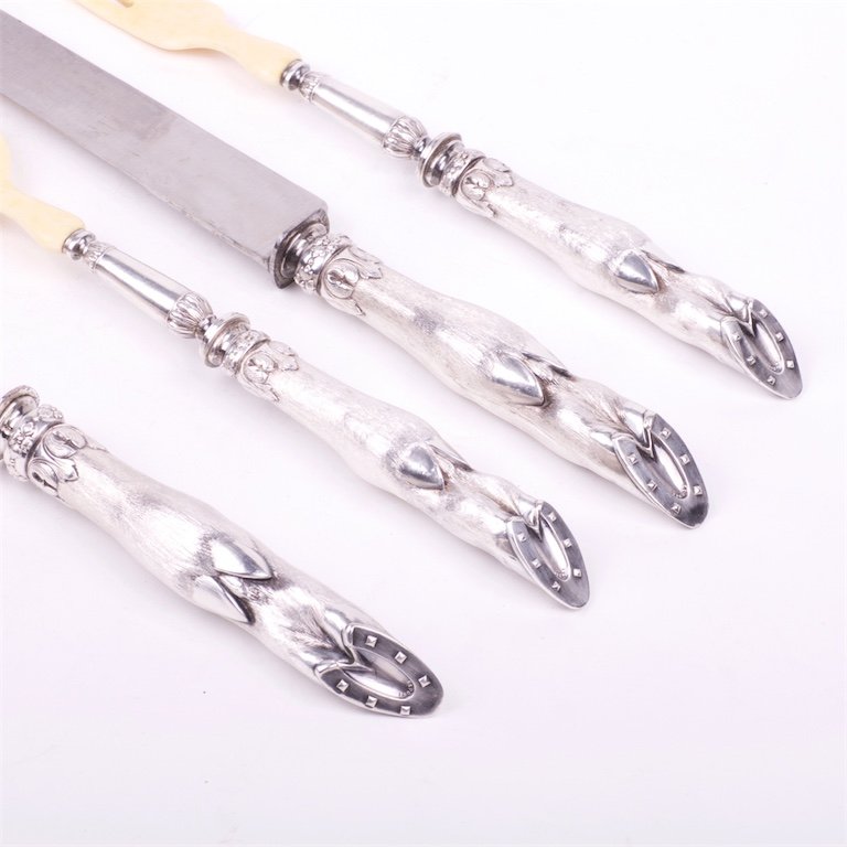 Silver set of 4 pieces for meat and salat. — image 5
