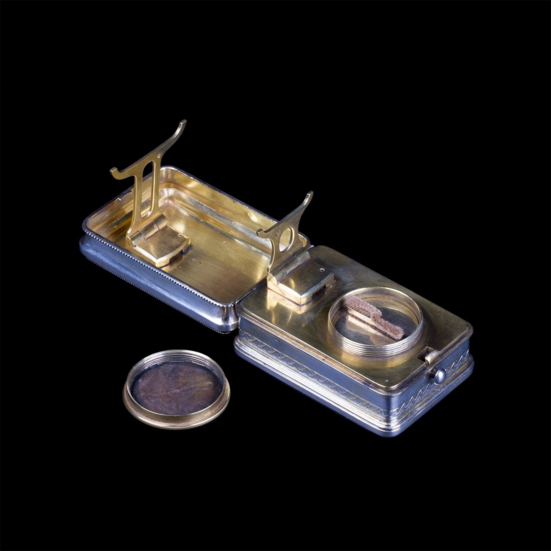 Faberge silver-gilt travel cigar lamp with cigar holder — image 1