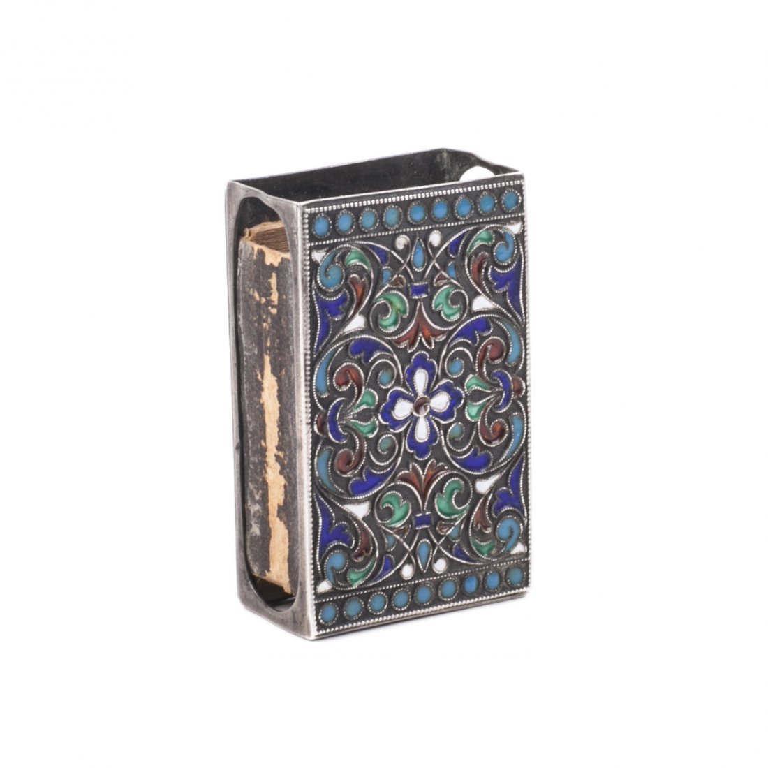 Antique Russian silver and enamel matchbox — image 1