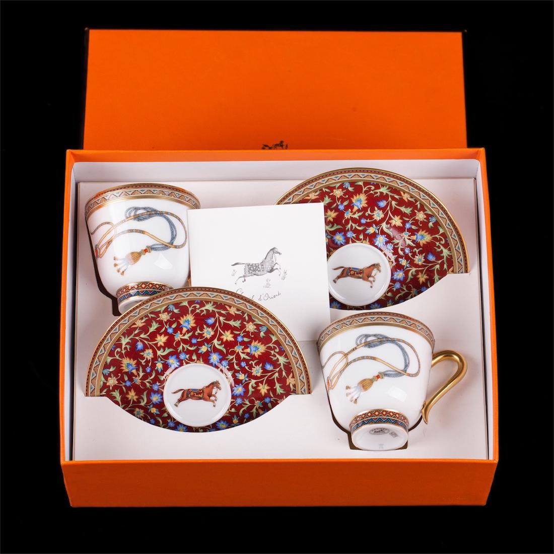 Hermès "Cheval d'Orient" porcelain tete-a-tete coffee — image 1